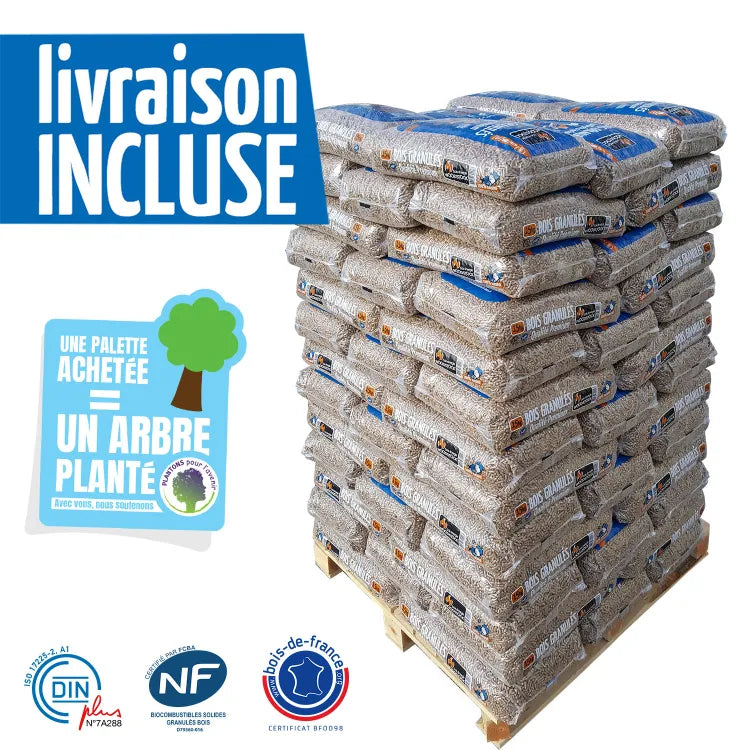 Palette granulés de bois Woodstock 66 sacs 15kg Maison Ardente